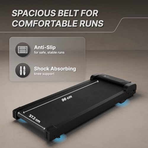 Image of Fitkit by Cult Walking Pad Neo (BLDC 3.5HP Peak Power) Compact Under Desk Motorised Treadmill | Max Weight: 120kg | LED Display & 2-Level Inclination | Home use with Remote Control (Black)