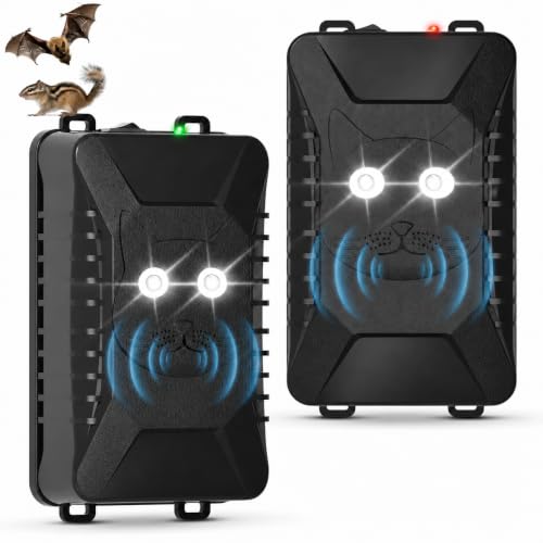 Rodent Repellent for Car Engine Battery Powered Under Hood Ultrasonic Mouse Repellent with LED Strobe Light & Vibration Sensor Protects Vehicle Wiring for Cars Trucks SUVs RVs Garage Use