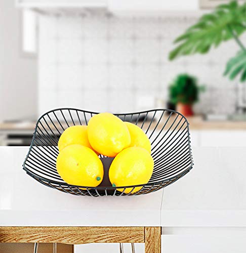 Metal Fruit Basket - Black Fruit Bowl for Kitchen Counter - Wire Storage Basket for Vegetable Snack Candy - Square Fruit Holder for Countertop - 10 Inches (Square)