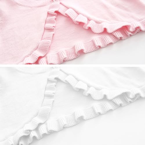 Girls Cardigan Sweater Button Knit Sweater Kids Ruffle Long Sleeve Dress Cover Up Size 12M-6T4