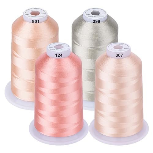 Simthread   Juego de bobinas de hilo de poliéster para bordar a máquina, 5000 m, para máquinas de coser y de bordar Brother/Babylock/Bernette/Janome/Singer/Kenmore