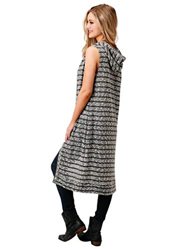 ROPER Western Sweater Womens Cardigan Hood Gray 03-029-0539-2010 GY2