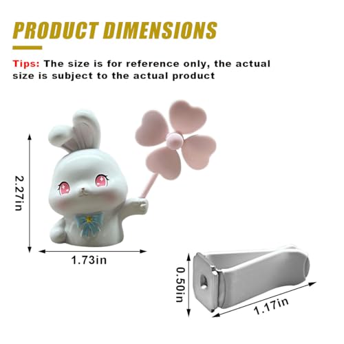 Image of Cute Rabbit Car Air Vent Clips, Rotating Windmill Car Air Conditioner Outlet Clip, Animal Car Dashboard Air Vent Trim Clip, Auto Interior Decoration Accessories (Rabbit)