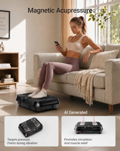 Image of Vibration Plate Exercise Machine Vibrate Platform Full Body Skaking Fitness | 250 Levels Shaker for Lymphatic Drainage Weight Loss with 5 Resistance Bands LED Screen 350lbs Fat Burn Women Home Gym Office
