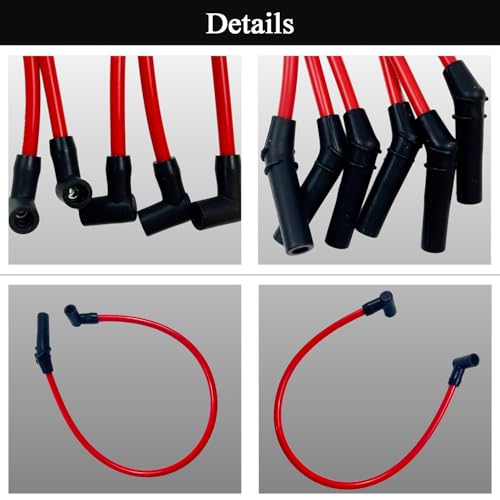 LLANNDER 10pcs 10mm High Performance Spark Plug Wire Set Ignition Wires Compatible with Ford F-150 F150 Mustang 5.0L 5.8L, SBF 302 Small Block with HEI Distributor Caps - Thumbnail 6