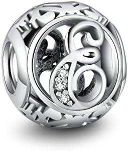 AOROCO 925 Sterling Silver Letter Charms for Bracelets Alphabet Initial Beads Personalised Charms Jewelry Gift for Women