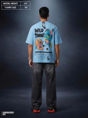 Image of Veirdo Oversized Baggy Fit Drop Shoulder Graphic Printed Design Half Sleeve T-Shirt for Men (Available Sizes: S to 2XL)