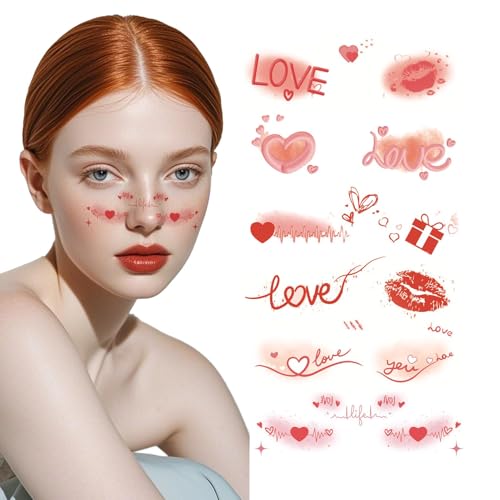 Adesivos temporários para o dia dos namorados, adesivos para rosto dos namorados | À prova d'água 6