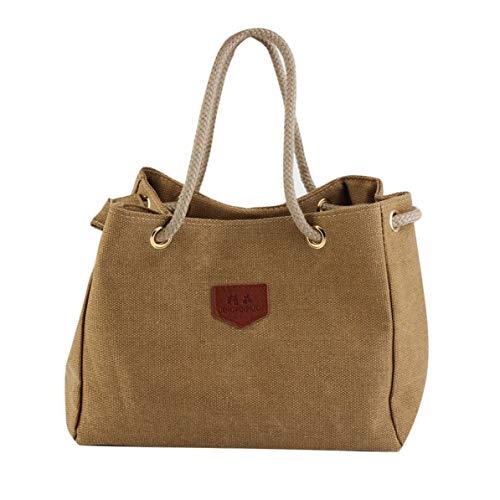 WEIWEITOE Frau lässig Seil Gurt Design Einfachheit Hanf Tuch hergestellt große Kapazität Canvas Tasche langlebig einzelne Umhängetasche, Khaki, grau, schwarz, blau Cover
