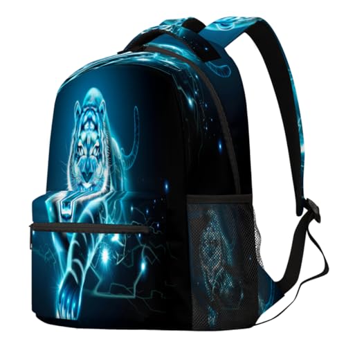 Sac à dos tigre bleu scolaire voyage et randonnée pour ordinateur