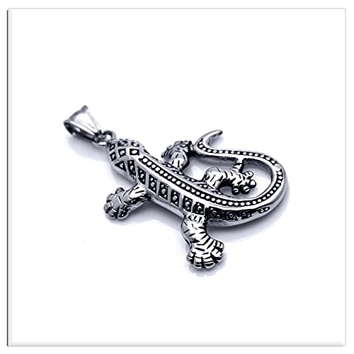 Xusamss Punk Rock Stainless Steel Animal Lizard Pendant Necklace,24" Link Chain3