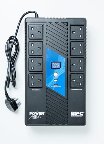 BPC Energy UPS Power Supply UK - 1000VA UPS with 8 Outlets - UK Plug BS1363A - Surge Protected |...