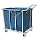 Wäschewagen Wäschekammer Blauer Wagen mit 6 Zoll Leisem Rad, Extra Groß Kommerzieller Rollwagen für Hotel/Zuhause/Schönheitssalon (Color : with armrest, Size : 10 Tubes)