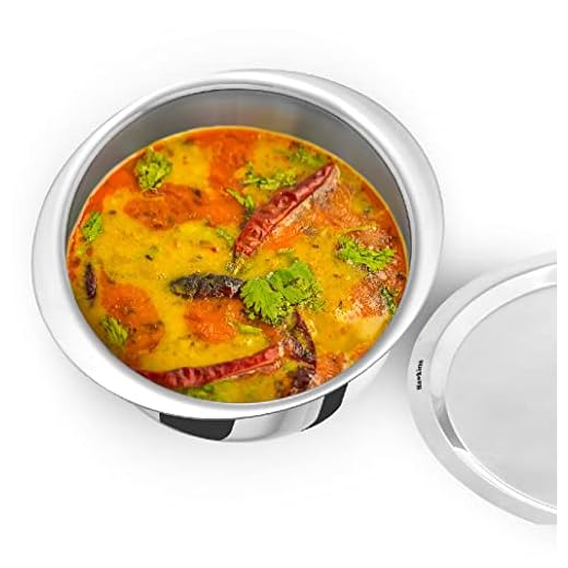 Hawkins 5 Litre Metro Patila, Triply Stainless Steel Tope with Stainless Steel Lid, Induction Bhagona, Tapeli, Silver (Ssp50S),Polished, 5 Liter