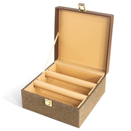 Image of Birch & Co. Bangle Organizer - Bangles Box for Women - Chudi Box for Bridal - Bangle Storage Box for Bride, Durable & Elegant Bangle Holder, Small, Gold,Engineered Wood