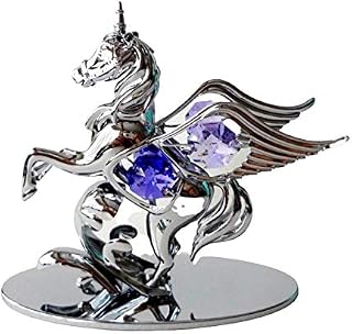 Crystocraft Pegasus Winged Horse Pony Unicorn Mythical Crystal Ornament With Swarovski Elements Gift Boxed Purple Crystals Chrome Plated Perfect Keepsake Collectors Gift Figurine Home Decor Present