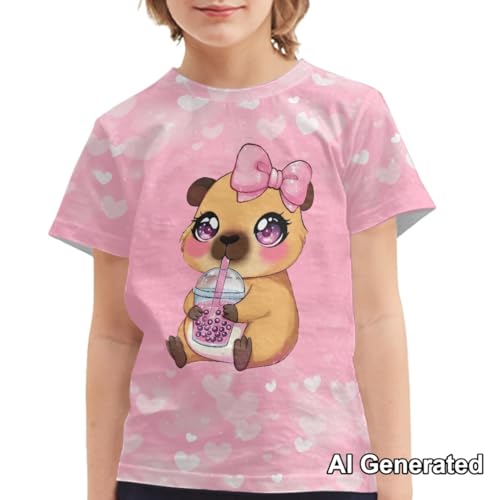 Image of Xhuibop Kids Tshirts Girls Boys 3-16 Years Summer Clothes for Teens Loose Fitting Tops