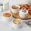 MALACASA Ramekins 8 oz Oven Safe, Porcelain Creme Brulee Ramekins Pudding Custard Cups Ceramic Souffle Dishes Ramakan Ramiken Ramicans Baking Bowls Set of 6, White, Series RAMEKIN-DISH #5
