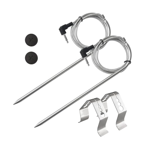 Delixike Probe Thermometer, 2 Pack, Stainless Steel, 1000F Max, Digital, Wired, Outdoor, Grill Thermometers, Thermometer