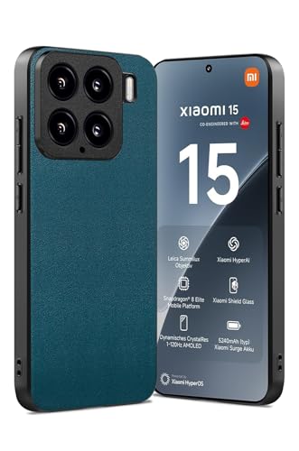 Puxssul für Xiaomi 15 5G Hülle Kratzfest Kunstleder Zurück Flexible TPU Rahmen Anti-Fingerabdruck Stoßfest Dünn Schutzhülle mit Kameraschutz für Xiaomi 15 Handyhülle Teal