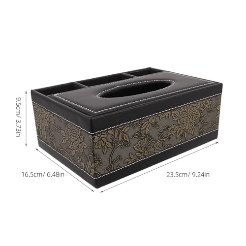 Soporte rectangular de pañuelos en piel sintética color marrón 3
