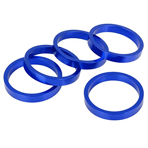 Image of X AUTOHAUX 5 Pcs 5mm Bike Aluminium Alloy Headset Spacer Fit 11/8inch Stem Blue