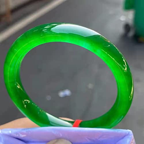 Sdfgh Ice Floating Green Flower Bangle Jadeite Handring Emerald Jade Bracelet Delicate Scarce Jewelry (Color : A, Size : 54-56Mm) #TOP4