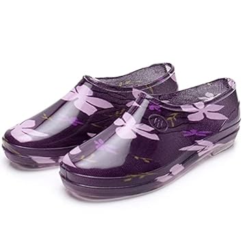 Lnrueg Garden Rain Shoes Printed Stretchy Lightweight Rain Footwear Rain Boots Rainy Shoes for Women Outdoor Mud Puddles Shoes