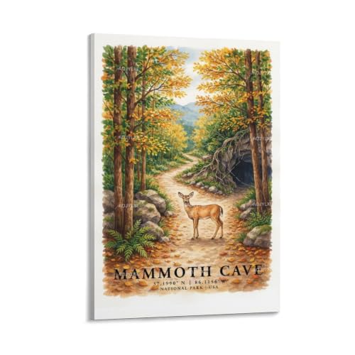 Poster de voyage aquarelle de Mammoth Cave 30x45cm decoration esthetique