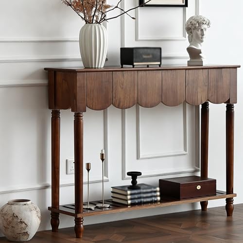 ZUGIATP Table Console De Canapé Classique Chinoise Table Console avec 1/2 Tiroirs Conception De Structure Stable Montage Facile pour Entrée Salon(Light...