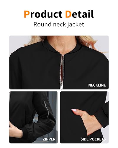 Argstar Women's Bomber Jacket Lightweight Casual Windbreaker with Pockets S-XXL4