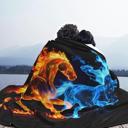 Couverture de voyage compacte et douce pour nuits fraîches motif cheval de feu - 6