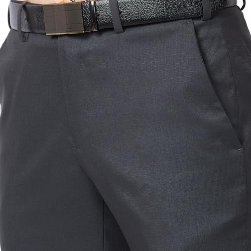 Image of Raymond Men's Slim Fit Polyester Blend Checks Pattern Flat Front Formal Trouser