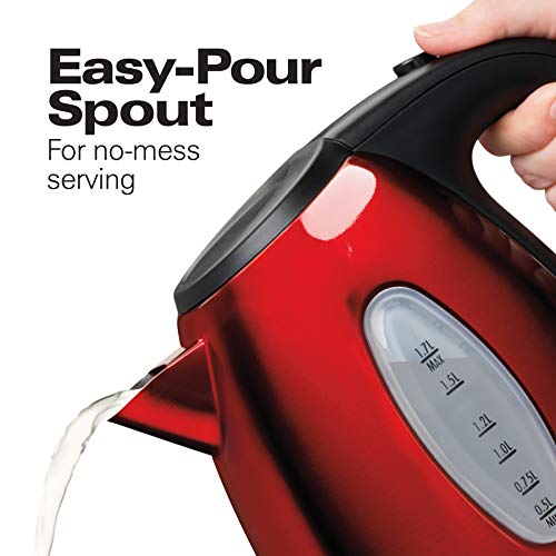 Hamilton Beach Electric Tea Kettle, Water Boiler & Heater, 1.7 L, Cordless, Auto-Shutoff And Boil-Dry Protection, Red #TOP4