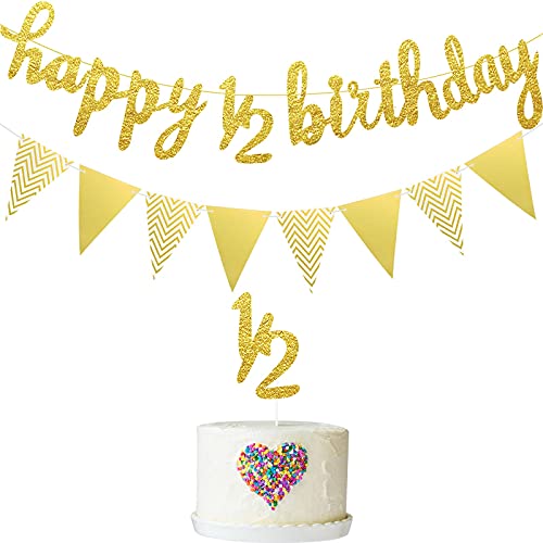 Bannière de 6 mois et gâteau topper à paillettes pour fête de bébé
