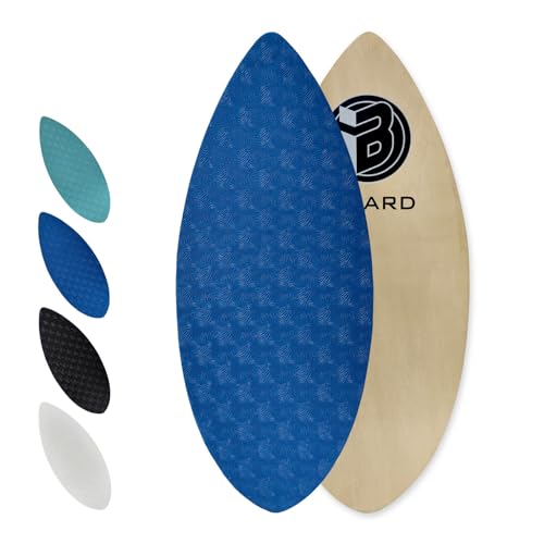 iBOARD 36 & 41 Skipper Skimboard High Gloss Coated Wooden Skim Board for Beginners Teenagers & Adults Includes 4-Color Traction Pad Beach Skimboard