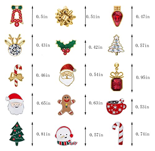 Christmas Earrings For Women,15 Pairs Hypoallergenic Santa Claus Candy Cane Snowman Christmas Tree Stud Holiday Earring Set Gift For Teen Girls Jewelry #TOP5