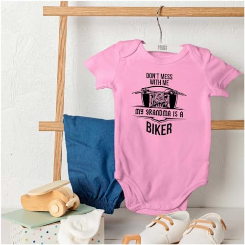 Brisco Brands Don't Mess With Me Grandma is a Biker Baby Romper Boys or Girls4