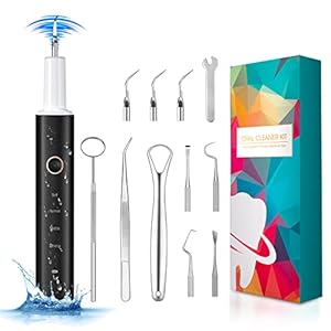 BlueFire Tandreinigingsset, tandreinigingsset met 4 instelbare modi en 3 verwisselbare reinigingskoppen voor verzorging van de tanden thuis (zwart)