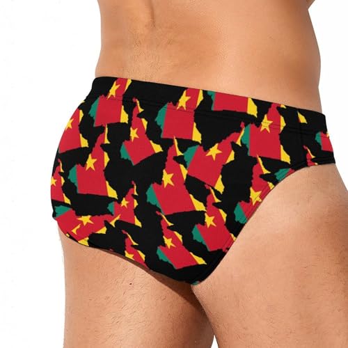 Flag Map of Cameroon Mens Swim Briefs Quick Dry Triangle Trunks Swimsuit Swimming Bikini Swimwear3