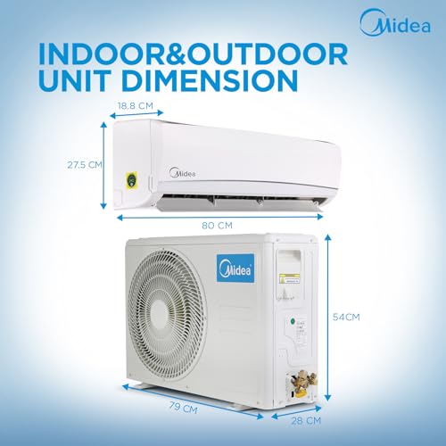 Image of Midea 1 Ton 3 Star AC, Smart Wi-Fi AI Inverter Split AC (100% Copper, Convertible 4-in-1, Cooling at 52℃, HD Filter with Auto Cleanser, SANTIS NEO RYL(Wi-Fi),MAI12SD3R35W0,White)