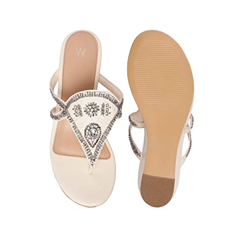 Image of W Women's Thong Strap Embroidered Open Wedge