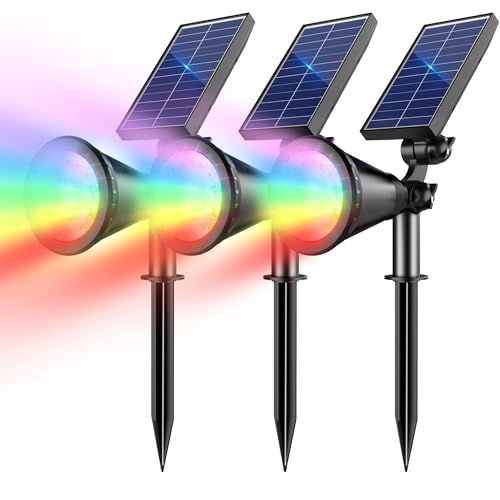 APOMAO Solar Spot Lights Outdoor, Color Changing Spot Lights Outdoor