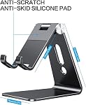 Adjustable Cell Phone Stand, OMOTON C2 Aluminum Desktop Phone Holder Dock Compatible with iPhone 17/16/15/14 Pro Max/Pro/Air and Other Smart Phones, Black