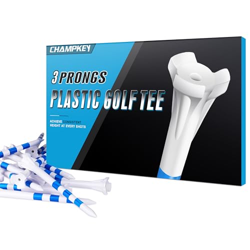 CHAMPKEY Premium 3-Prongs Golf Tees 83mm & 70mm (3-1/4 & 2-3/4) 50/100 Pack - Low Friction Plastic Tees to Improve Swing Accuracy & Reduce Resistance(83mm*100pcs)