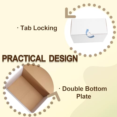 Image of WIFTREY 12x10x6 Shipping Boxes set of 15, 12 x 10 x 6 White Corrugated Cardboard Boxes for Packaging Small Business, Moving, Mailing