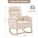 Krinana Nursery Rocking Chair with Solid Wood Legs, Glider Chair for Nursery with Side Pocket, Rocker Armchair for Living Room Bedroom (Beige, Teddy)