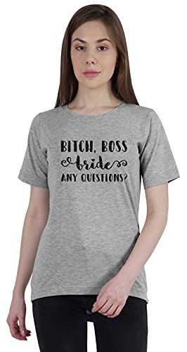 Inkdotpot Bitch,Boss Bride Any Questions Camisa Novia Despedida De Soltera Camisas Nupcial Camiseta Boda Camiseta-PF