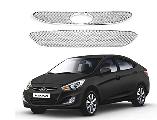 Image of CAR SAAZ Bentley Style Front Chrome Grill Compatible with Verna Fluidic Type 1 (2011-2016)