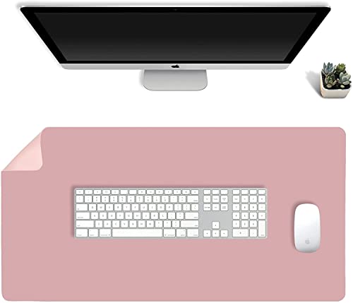 Alfombrilla de escritorio para ratón, de doble cara, de poliuretano, impermeable, antideslizante, para ordenador portátil, teclado, ratón, casa, oficina, 80 x 40 cm, púrpura y rosa Cover